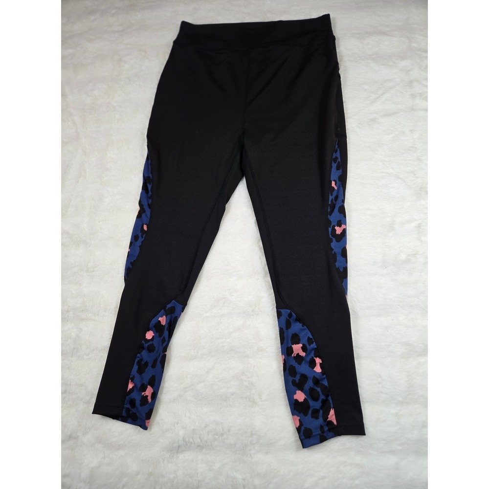 POP Fit Womens 2XL Black Blue Pink Leopard Print High Waist Leggings  Pockets